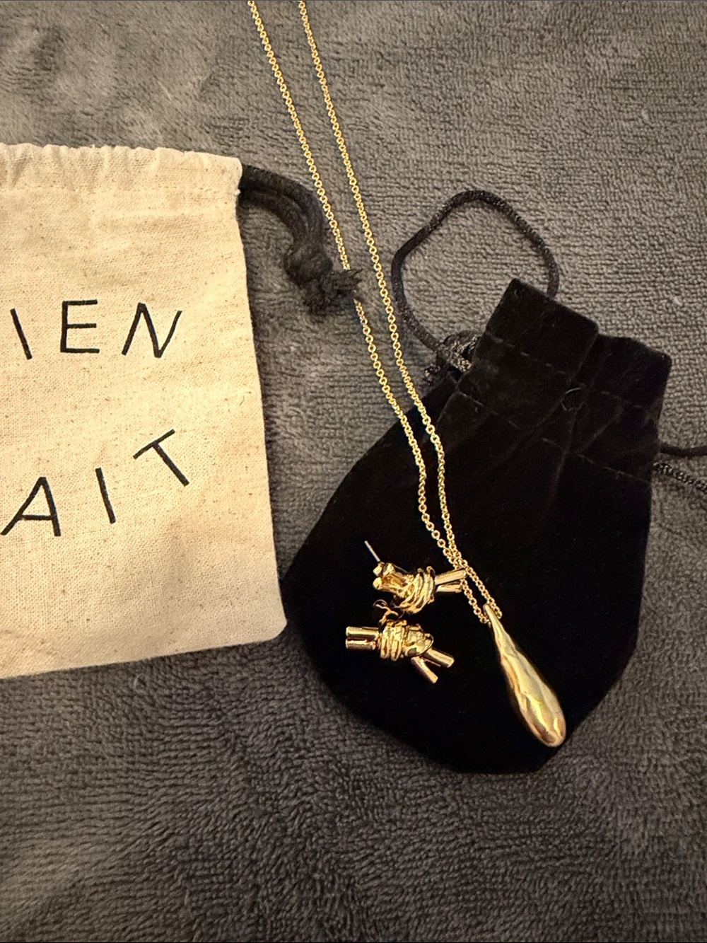 Madewell Gold Knot Studs and Teardrop Pendant Necklace